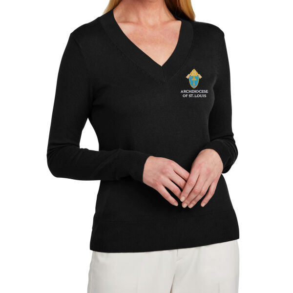 The Archdiocese of St. Louis Embroidered - Women's Cotton Stretch V Neck Sweater Thumbnail