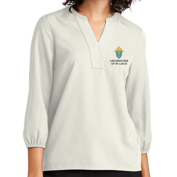 The Archdiocese of St. Louis Embroidered - Women's Stretch Crepe 3/4 Sleeve Blouse Thumbnail