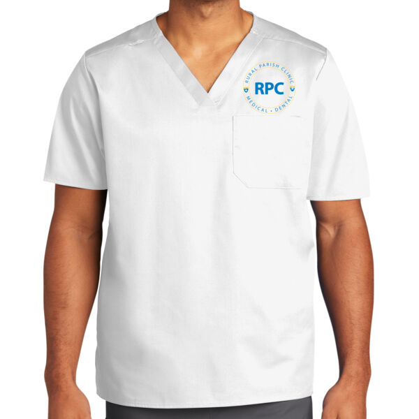Rural Parish Clinic Printed - Unisex WorkFlex Chest Pocket V Neck Top Thumbnail