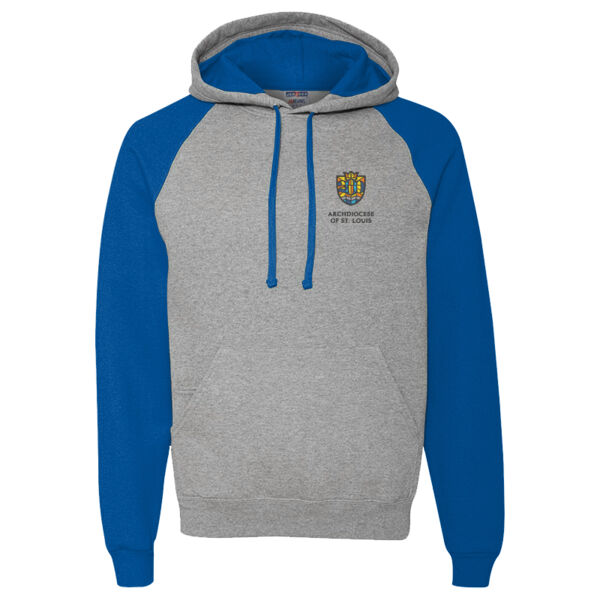 Archdiocese of St. Louis Bicentennial Embroidered- - Unisex NuBlend ® Colorblock Raglan Hoodie Sweatshirt Thumbnail